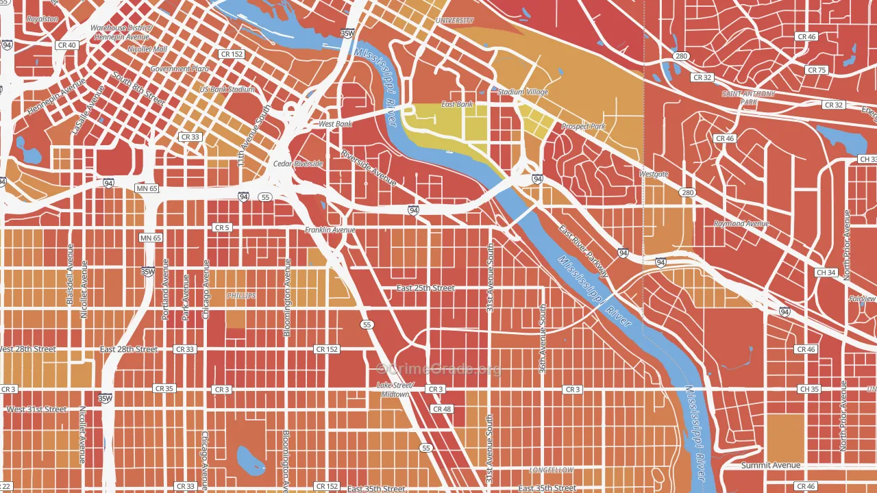 Seward, Minneapolis, MN Map of Murder Rates