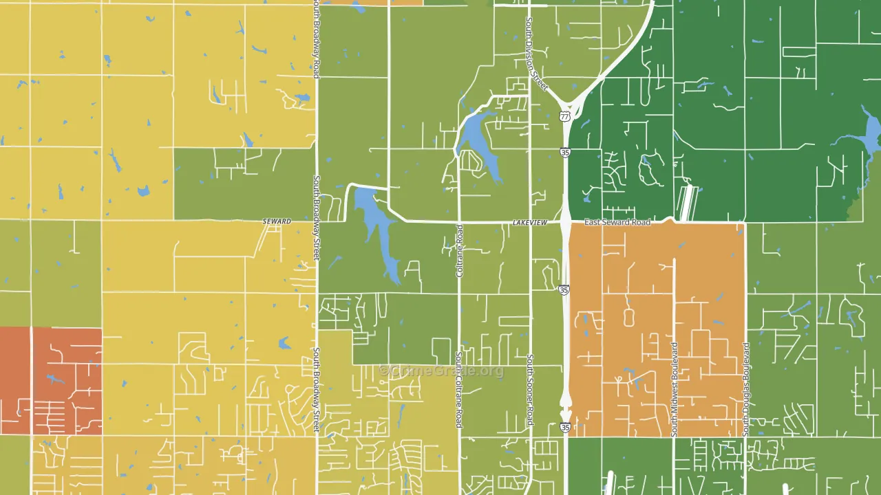 Seward, OK Map of Murder Rates