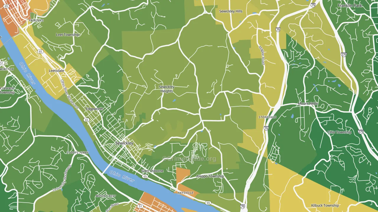 Sewickley Heights, PA Map of Murder Rates