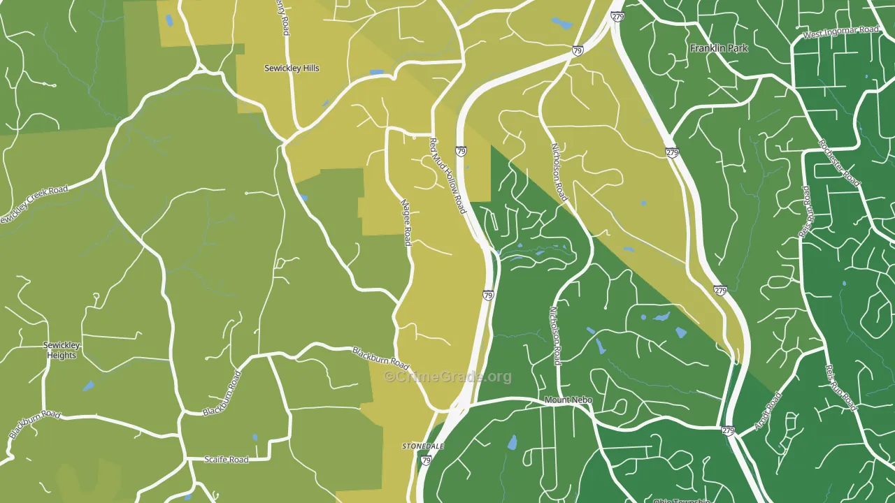 Sewickley Hills, PA Map of Murder Rates
