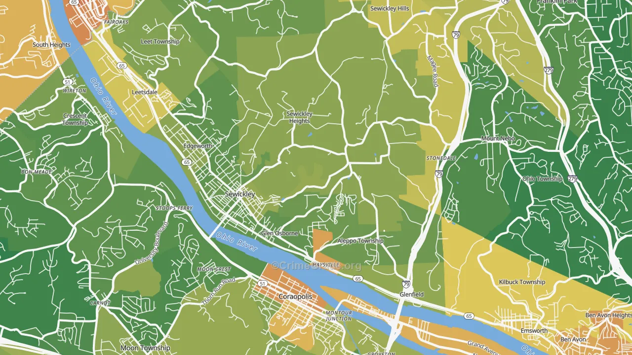 Sewickley, PA Map of Murder Rates