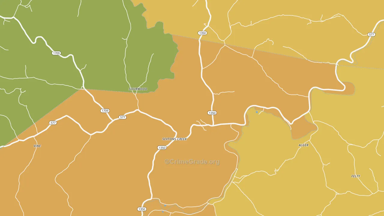 Sextons Creek, KY Map of Murder Rates