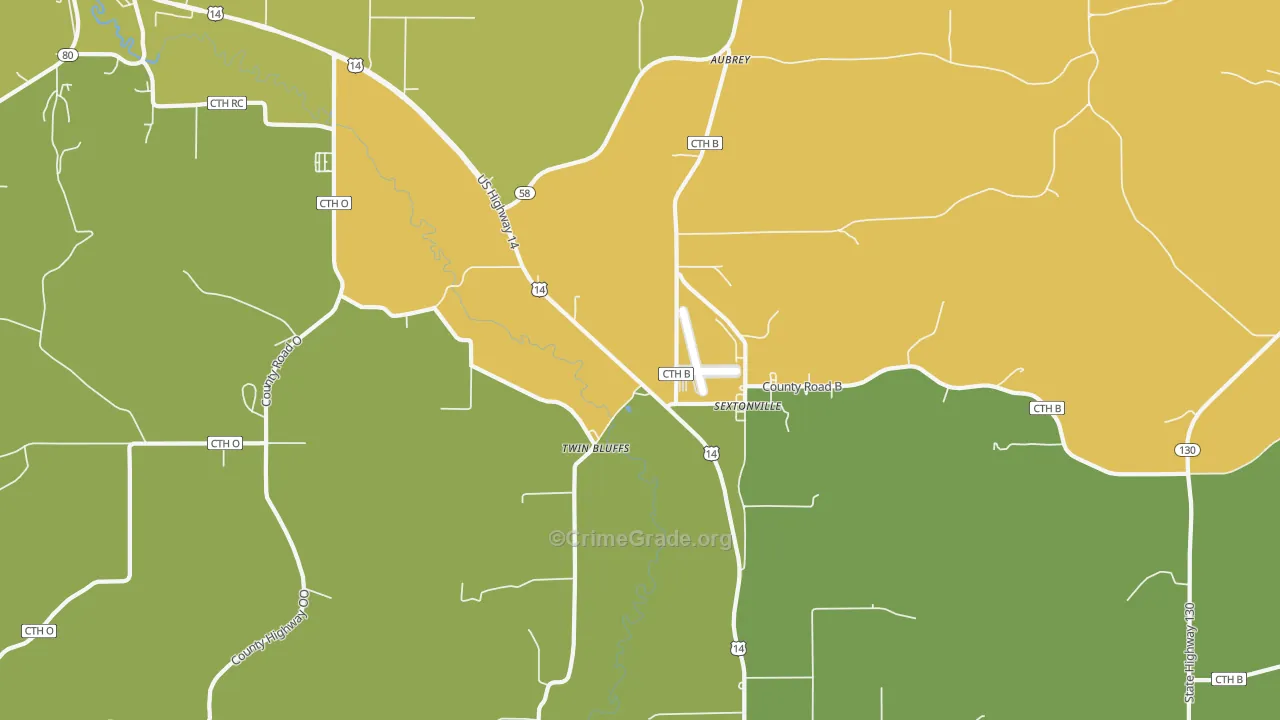 Sextonville, WI Map of Murder Rates