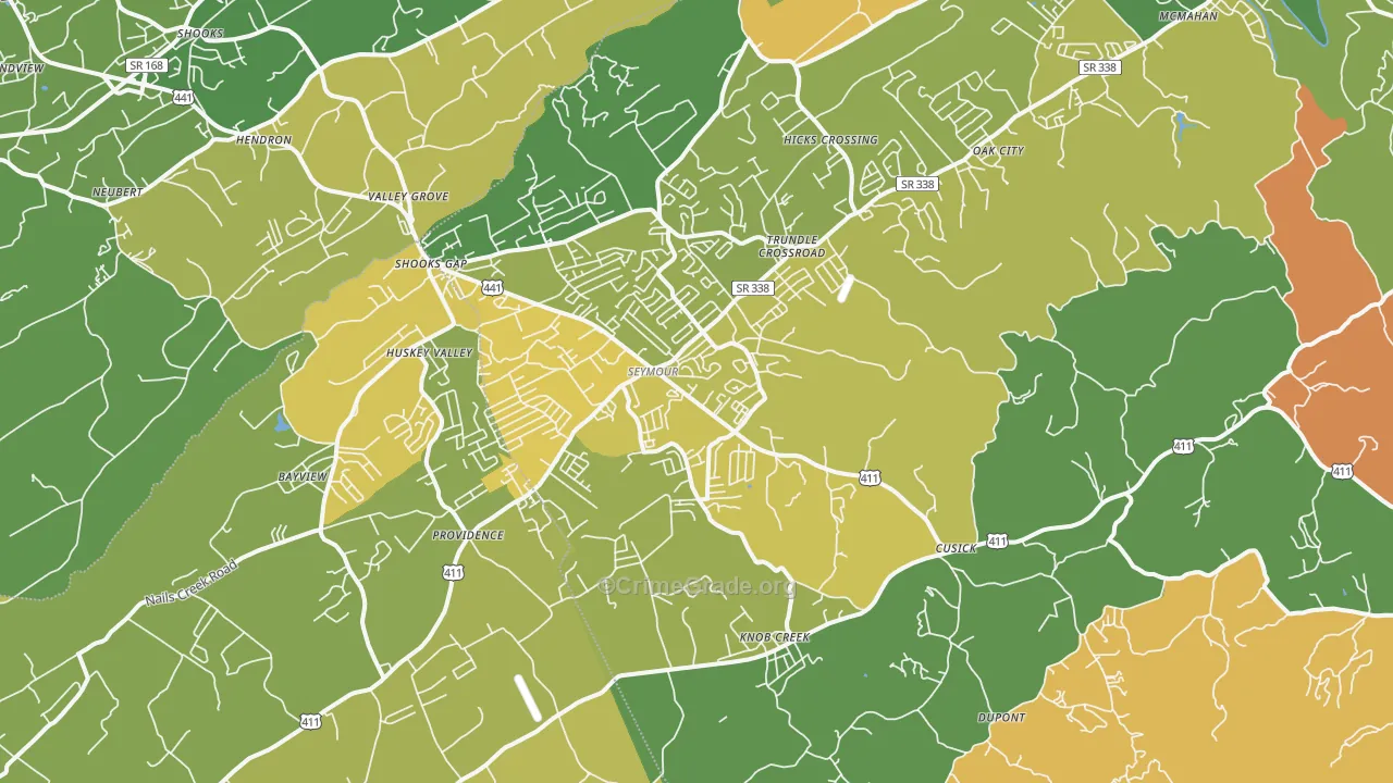Seymour, TN Map of Murder Rates