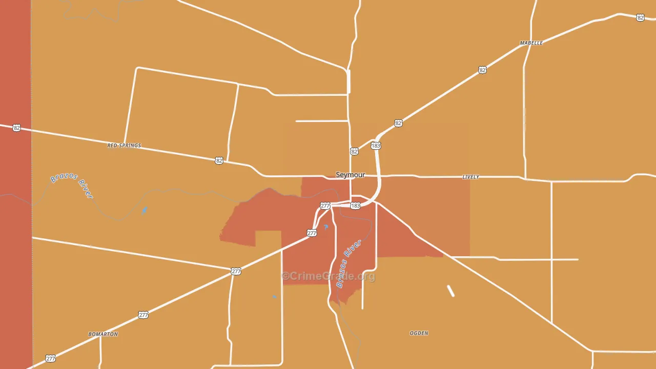 Seymour, TX Map of Murder Rates