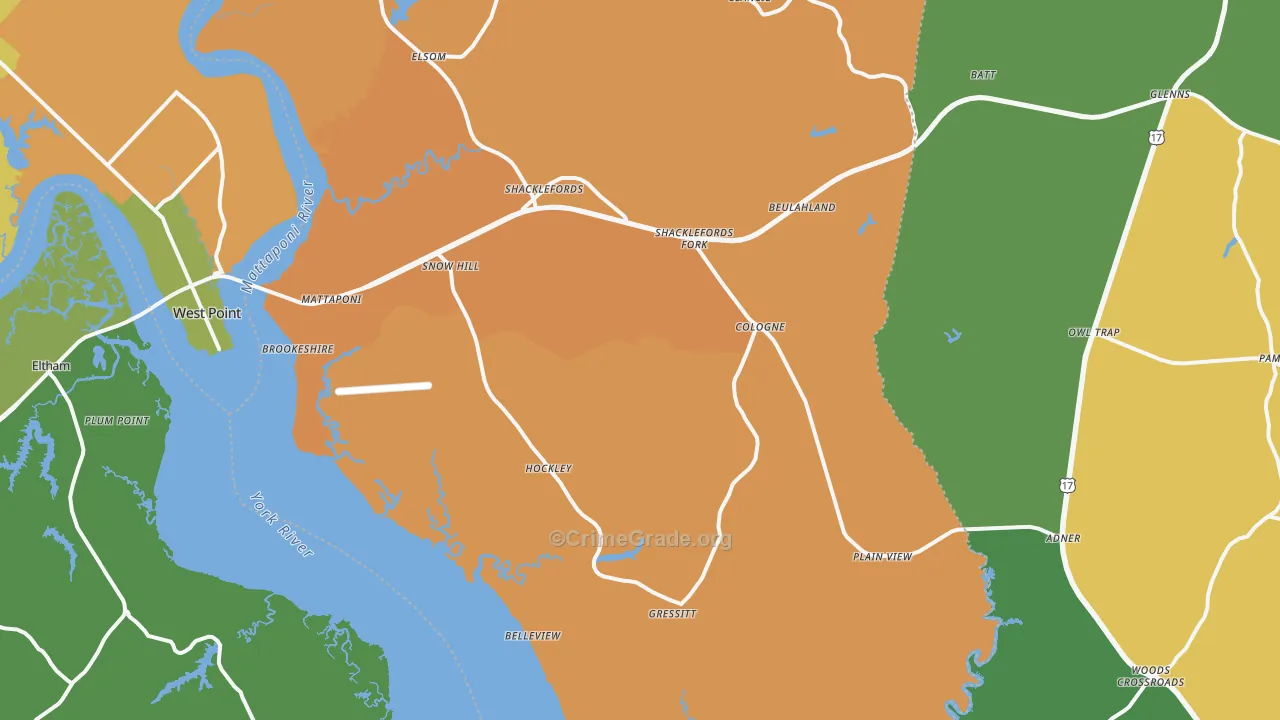 Shacklefords, VA Map of Murder Rates