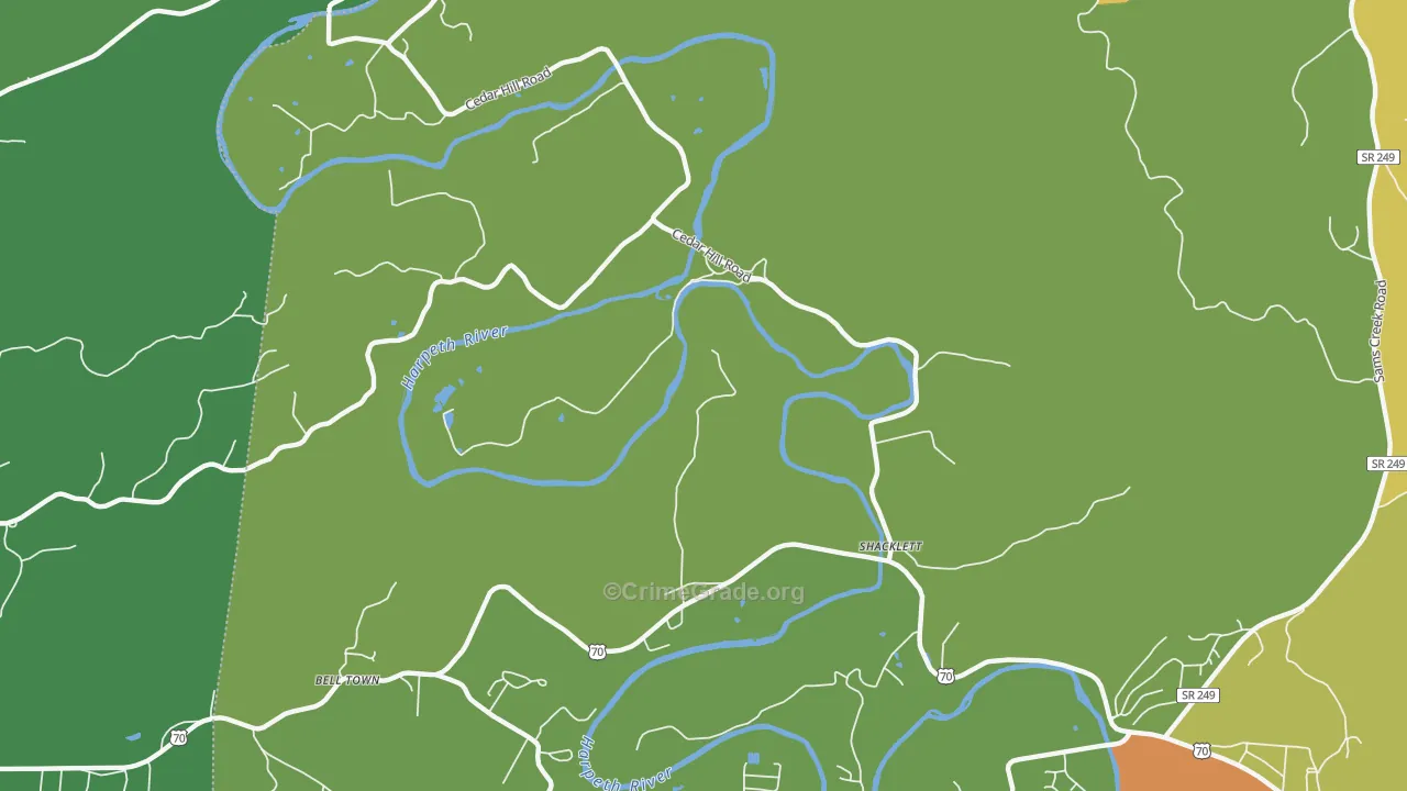 Shacklett, TN Map of Murder Rates