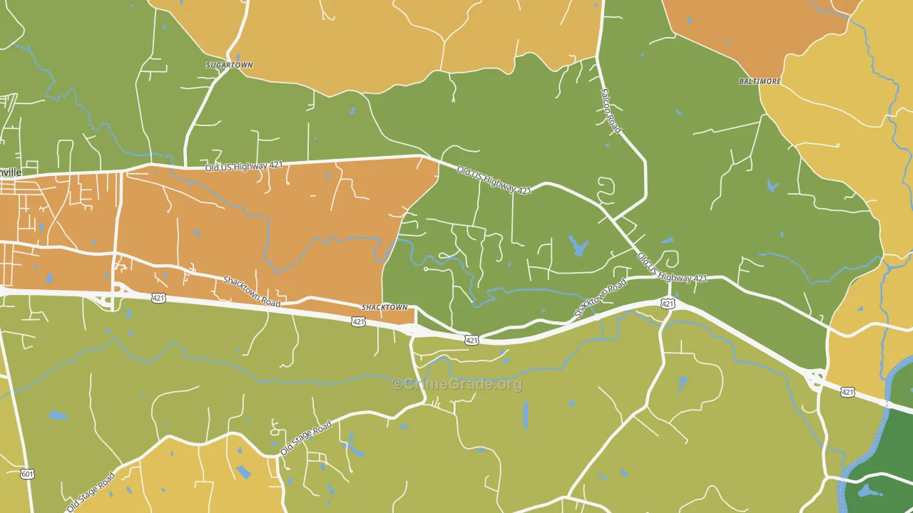 Shacktown, NC Map of Murder Rates