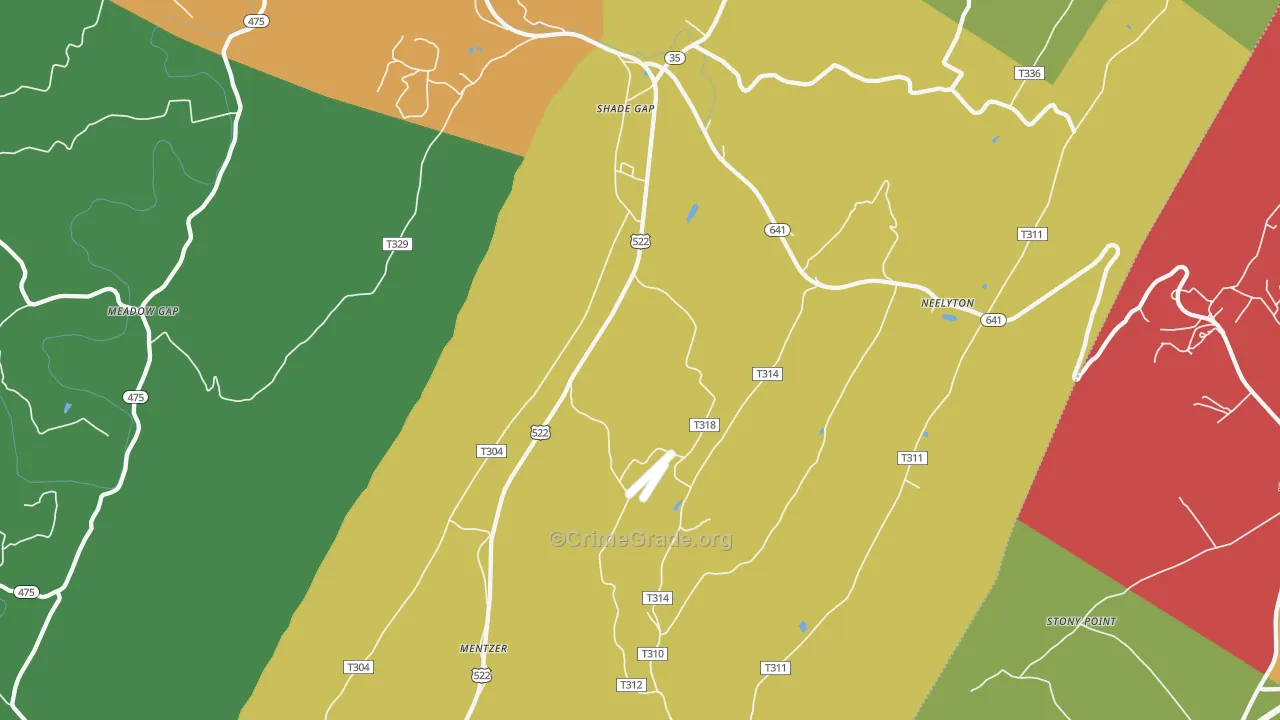 Shade Gap, PA Map of Murder Rates