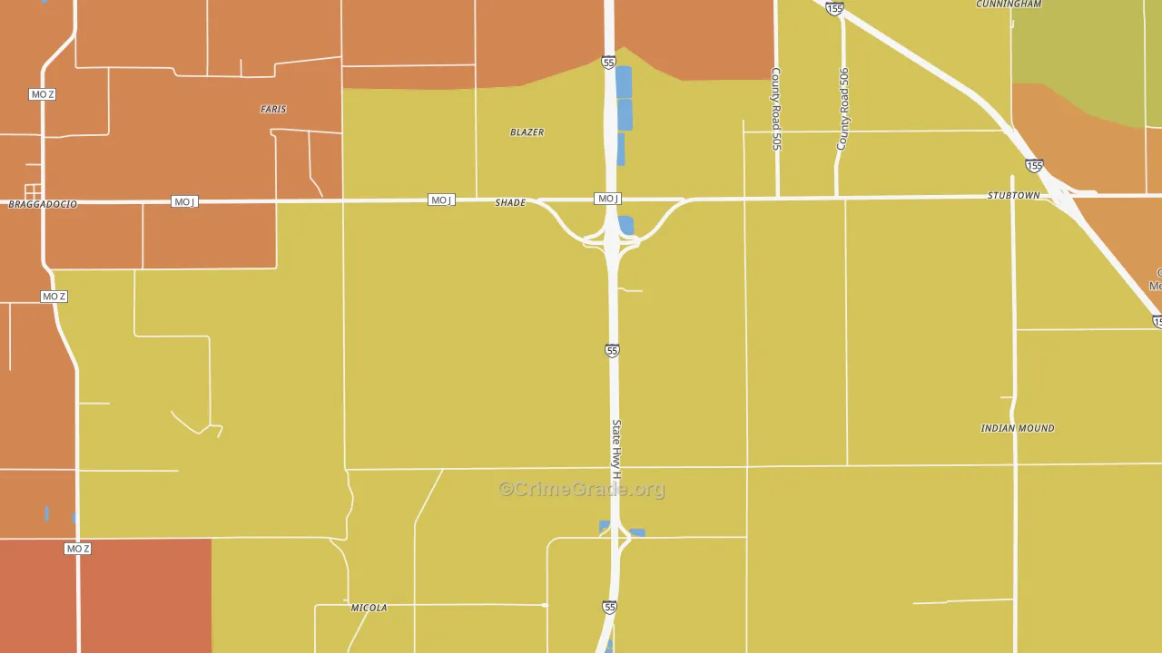 Shade, MO Map of Murder Rates