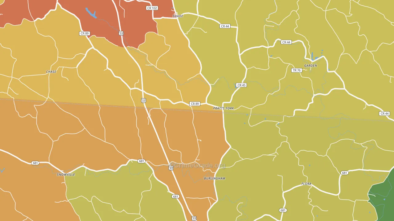 Shade, OH Map of Murder Rates