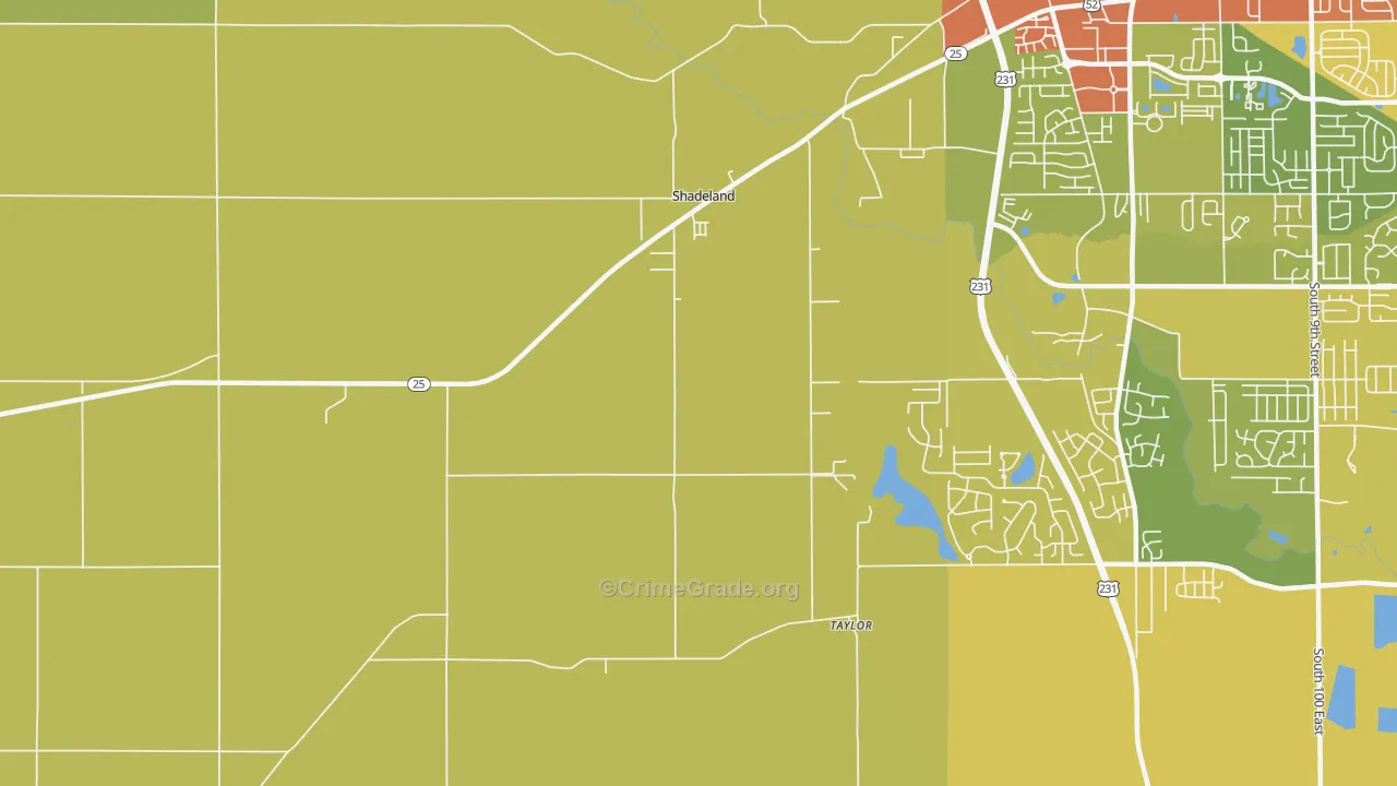 Shadeland, IN Map of Murder Rates