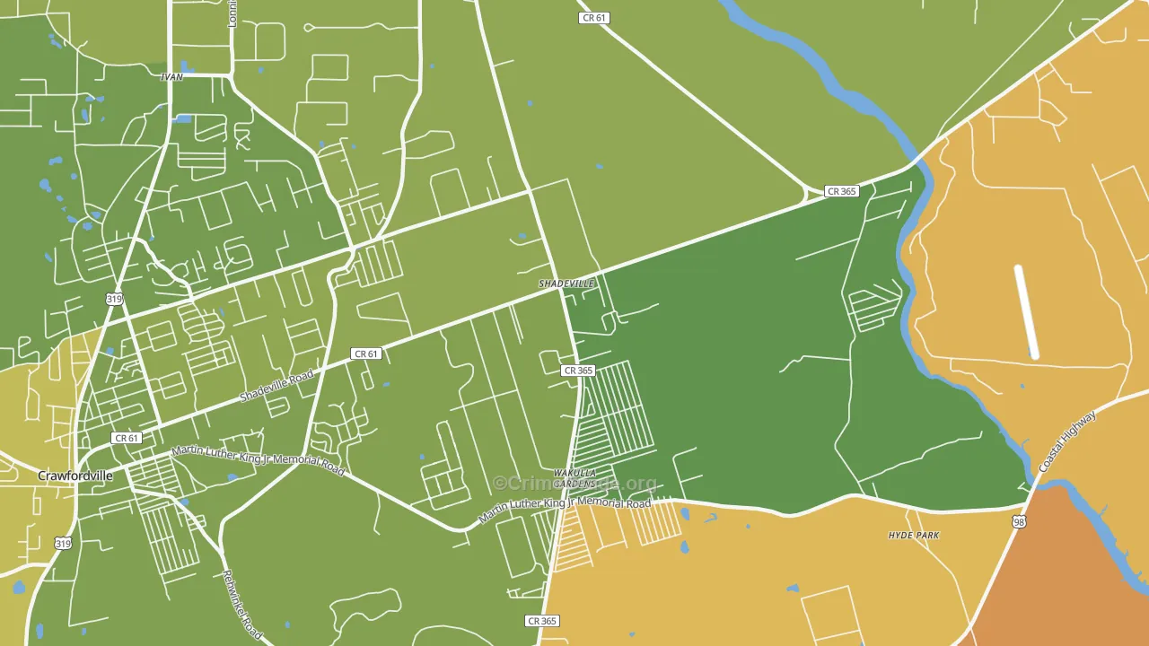 Shadeville, FL Map of Murder Rates