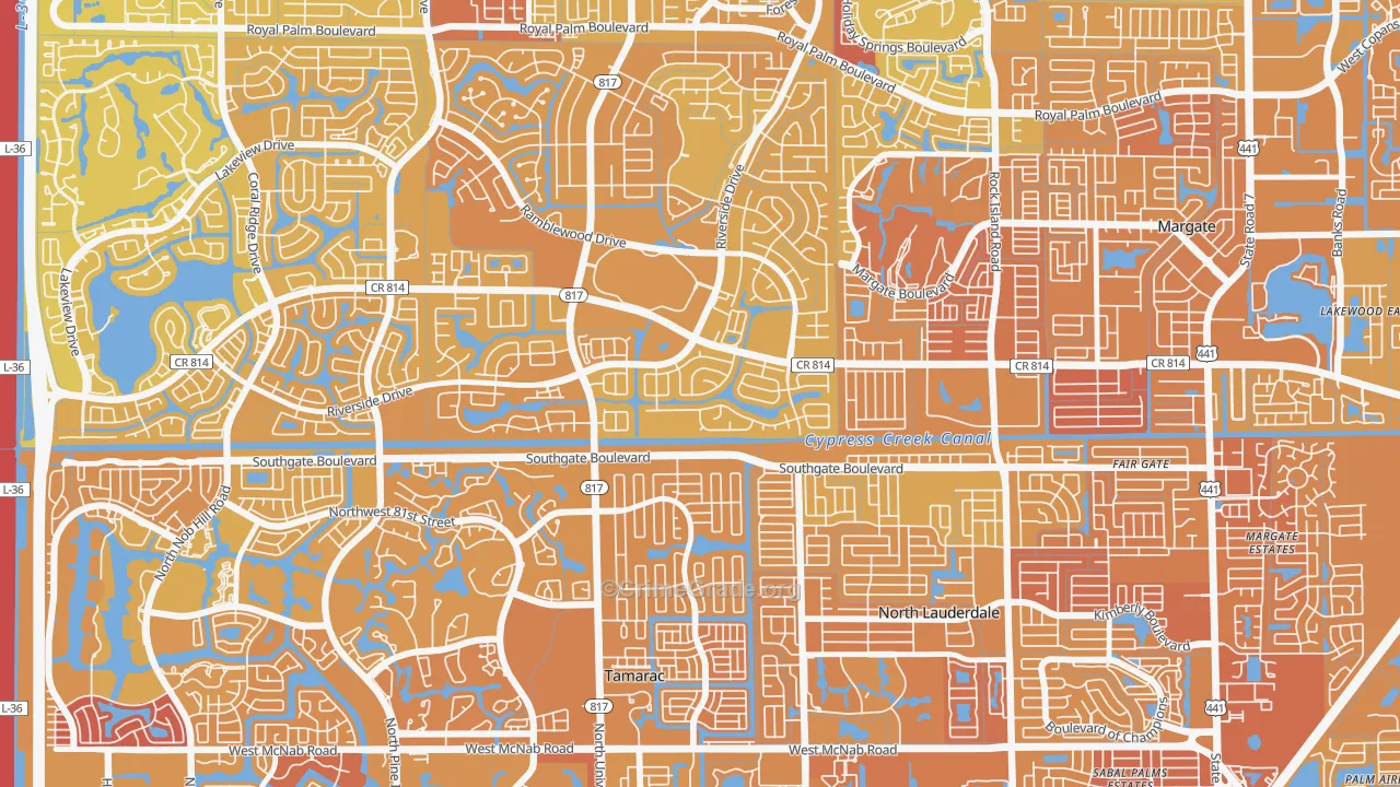 Shadow Wood, Coral Springs, FL Map of Murder Rates
