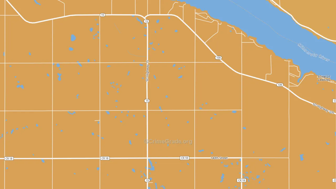 Shady Beach, SD Map of Murder Rates