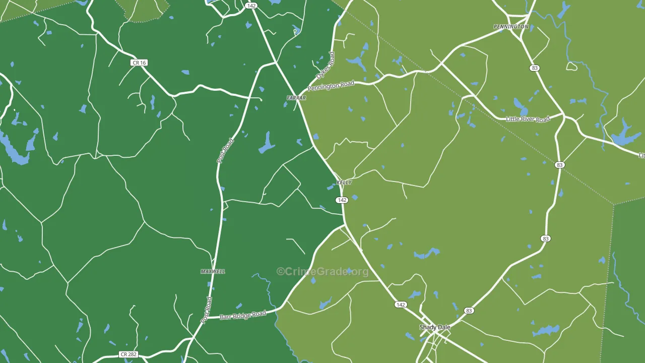 Shady Dale, GA Map of Murder Rates