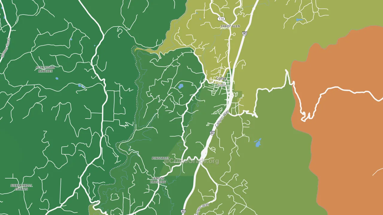 Shady Glen, CA Map of Murder Rates