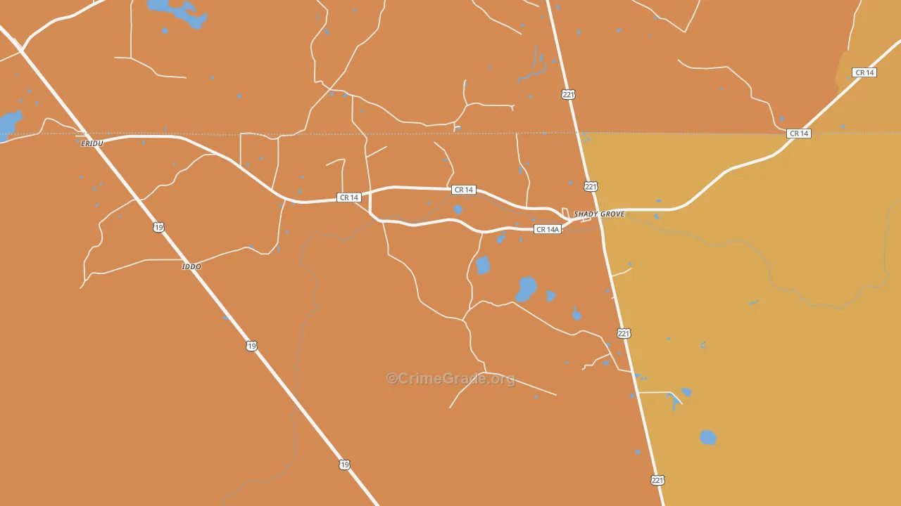 Shady Grove, FL Map of Murder Rates