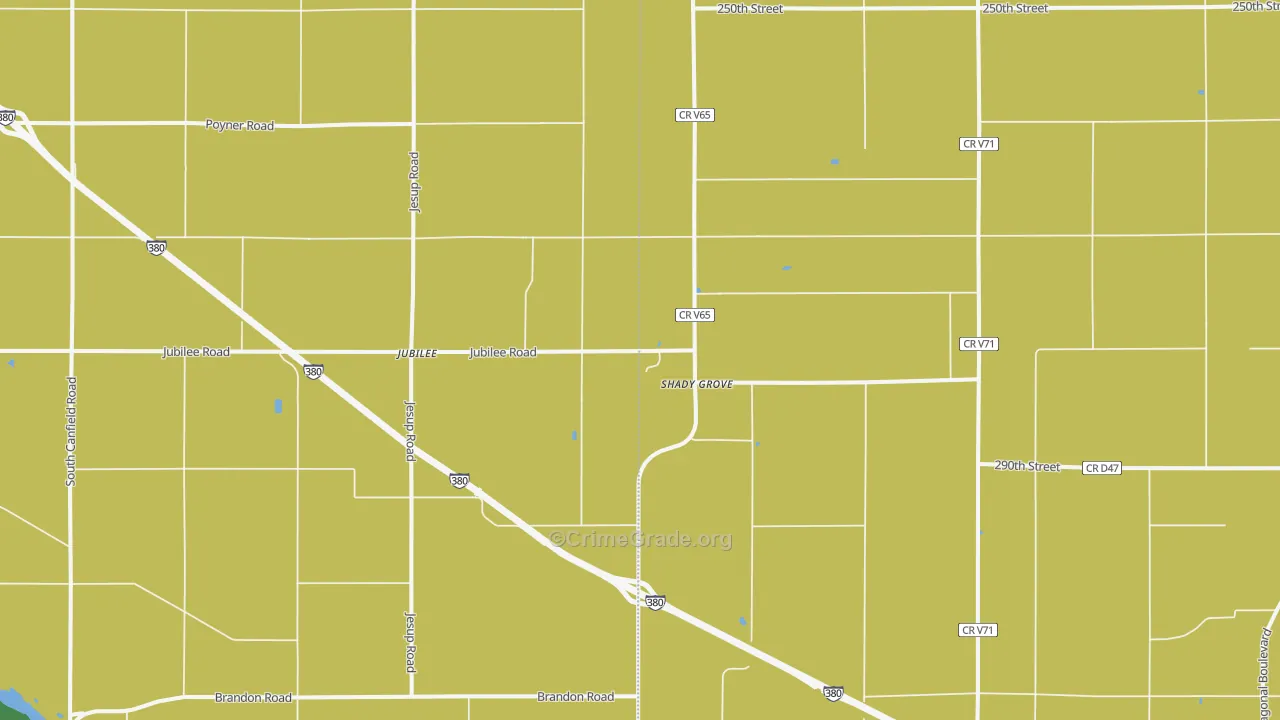Shady Grove, IA Map of Murder Rates