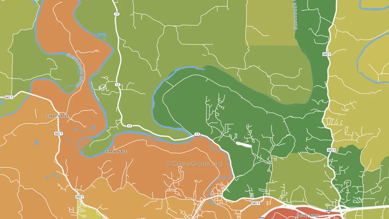 Shady Grove, MO Map of Murder Rates