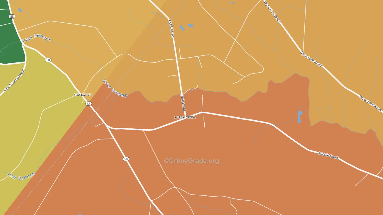 Shady Grove, NC Map of Murder Rates