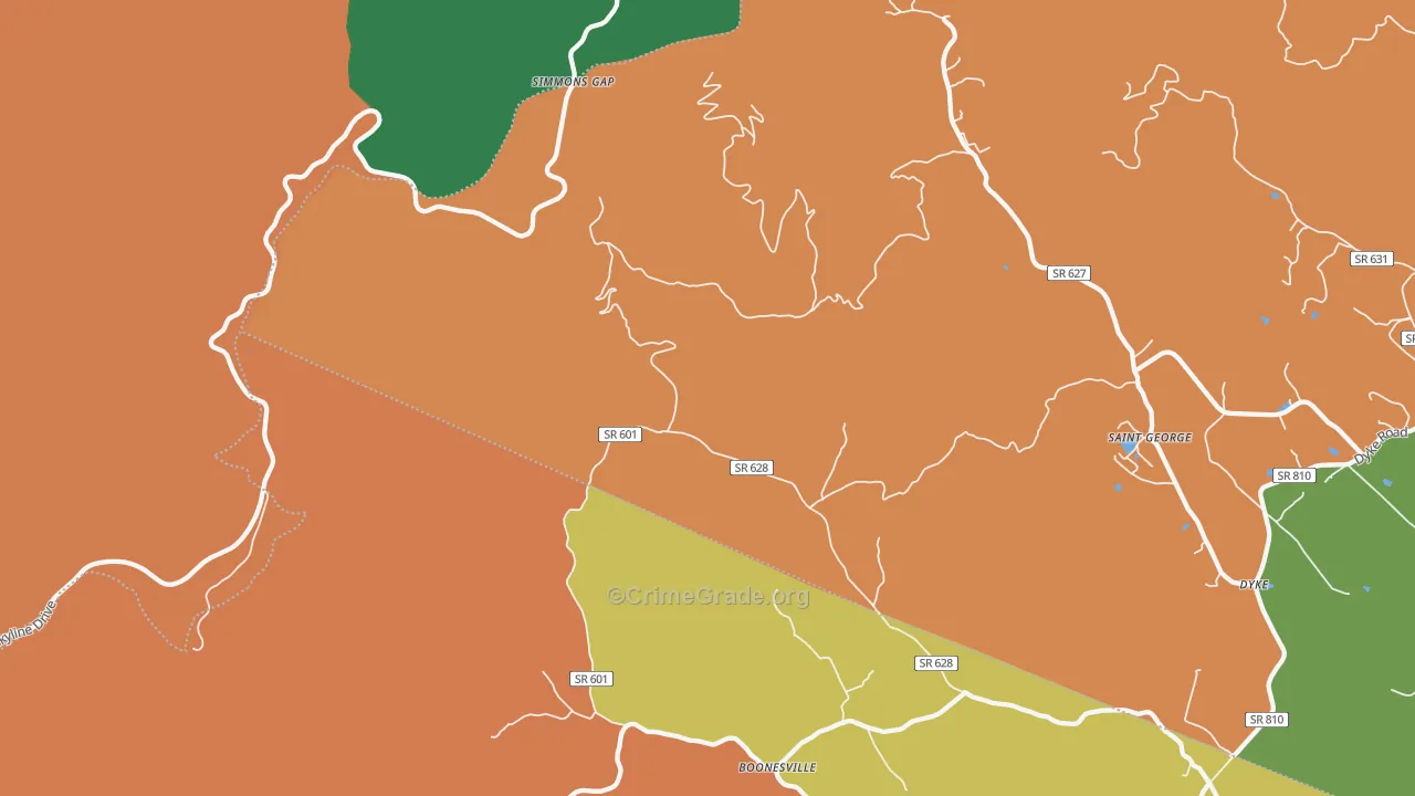 Shady Grove, VA Map of Murder Rates