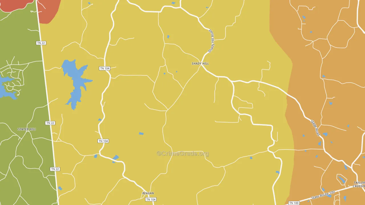 Shady Hill, TN Map of Murder Rates