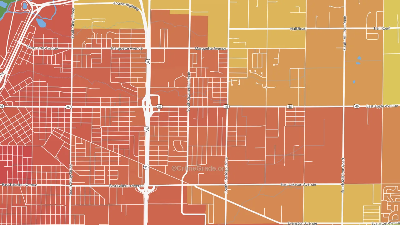 Shady Park Neighbourhood, Muskegon, MI Map of Murder Rates