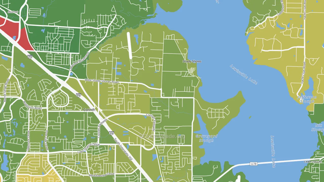 Shady Shores, TX Map of Murder Rates