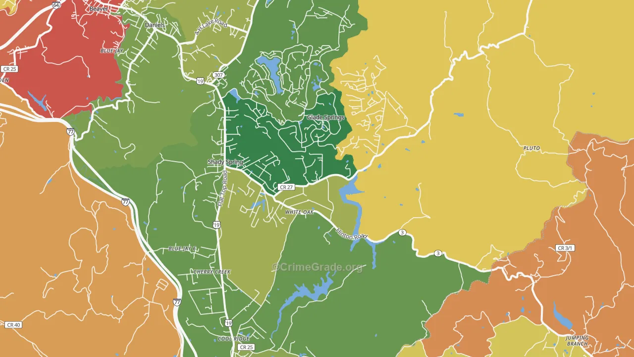 Shady Spring, WV Map of Murder Rates