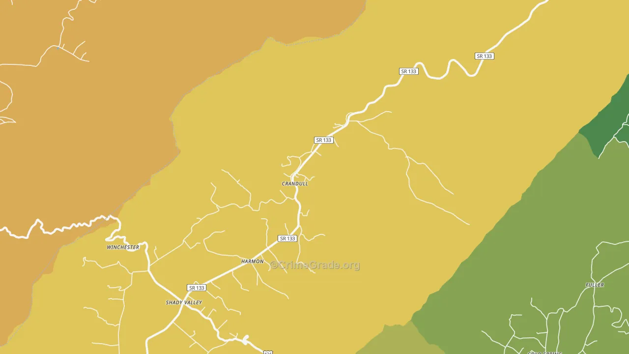 Shady Valley, TN Map of Murder Rates