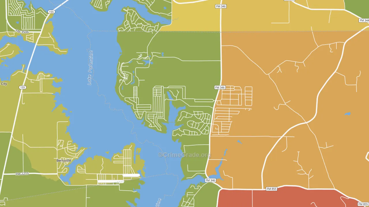 Shadybrook, TX Map of Murder Rates