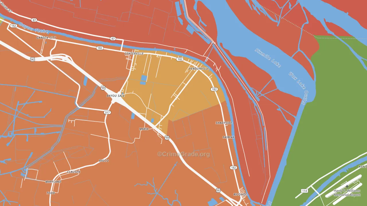 Shadyside, LA Map of Murder Rates