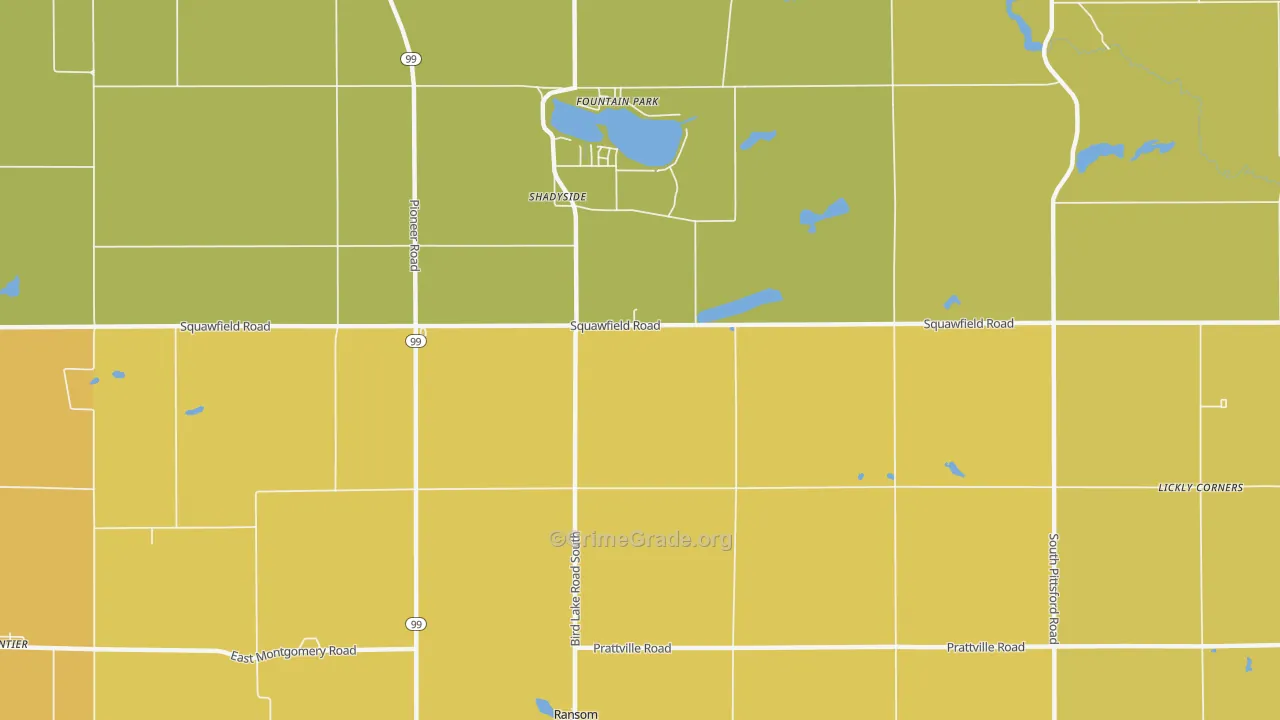 Shadyside, MI Map of Murder Rates