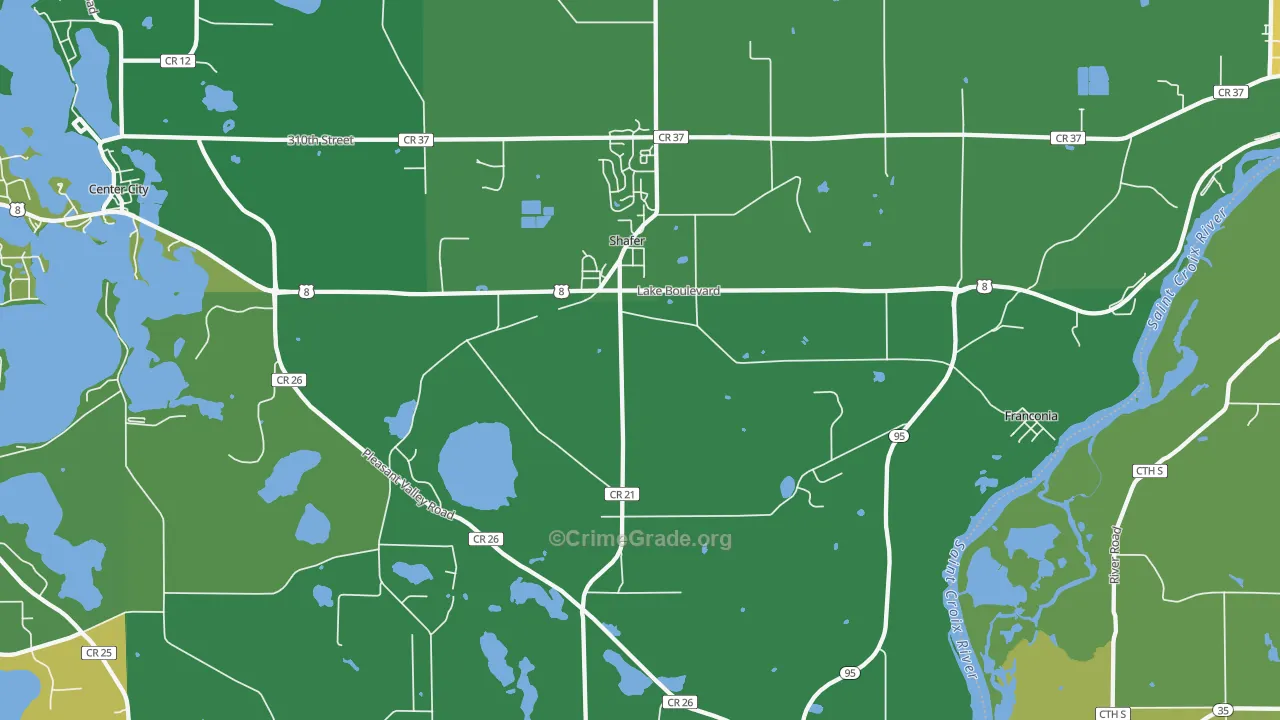 Shafer, MN Map of Murder Rates