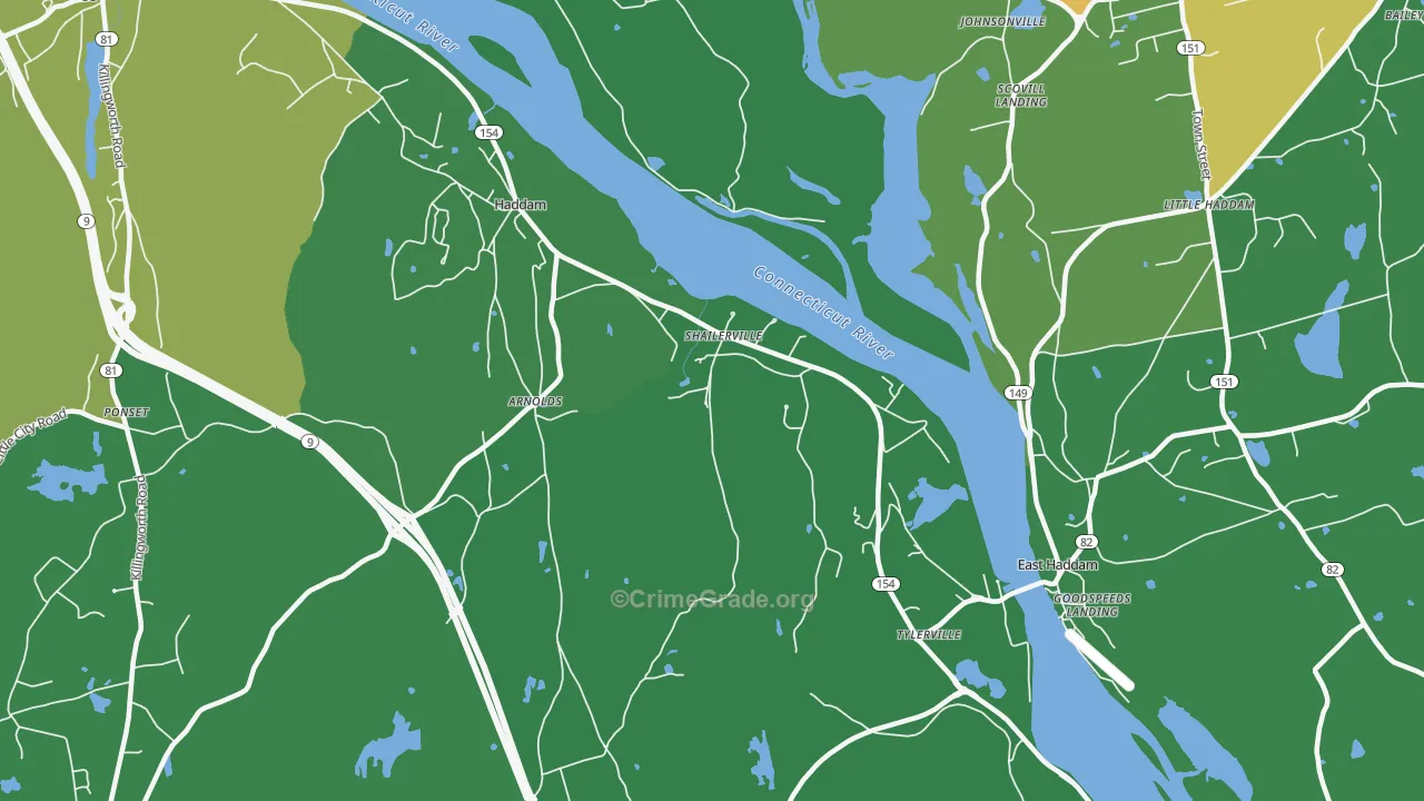 Shailerville, CT Map of Murder Rates