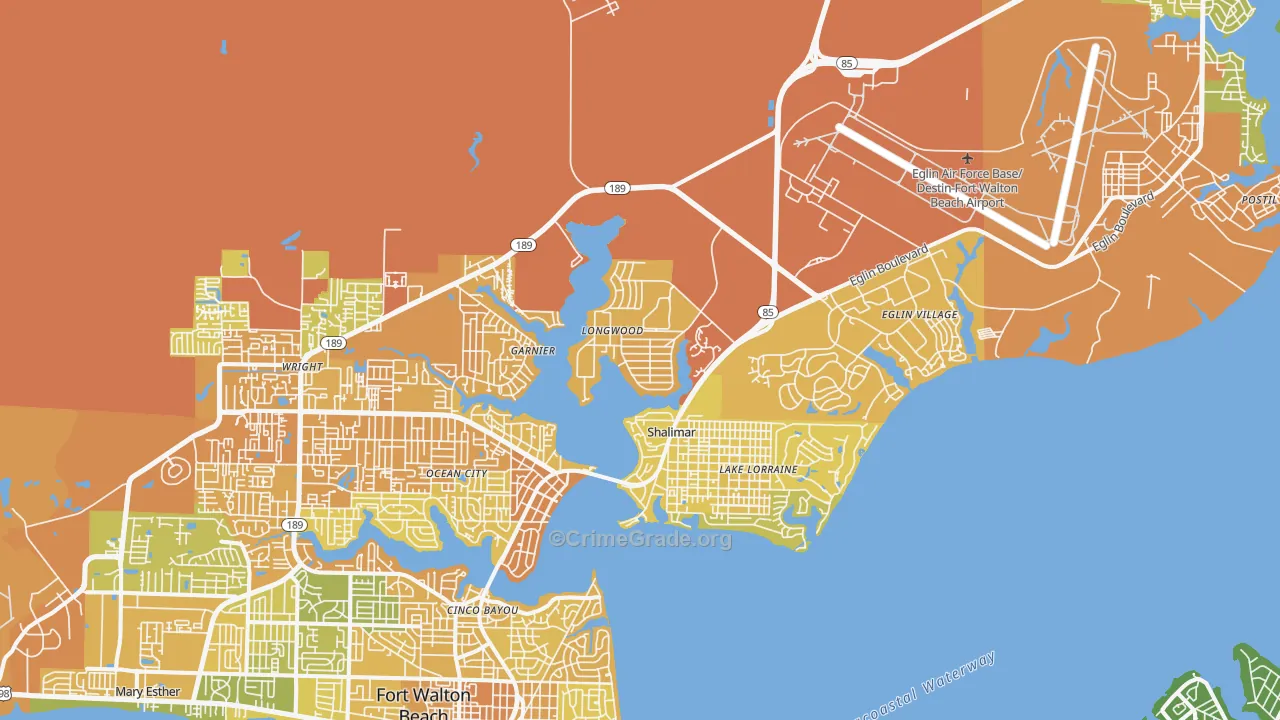 Shalimar, FL Map of Murder Rates