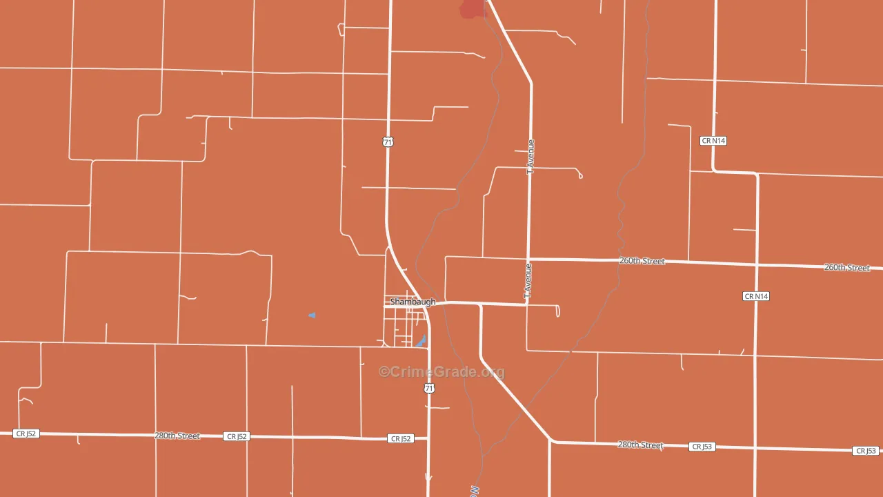 Shambaugh, IA Map of Murder Rates