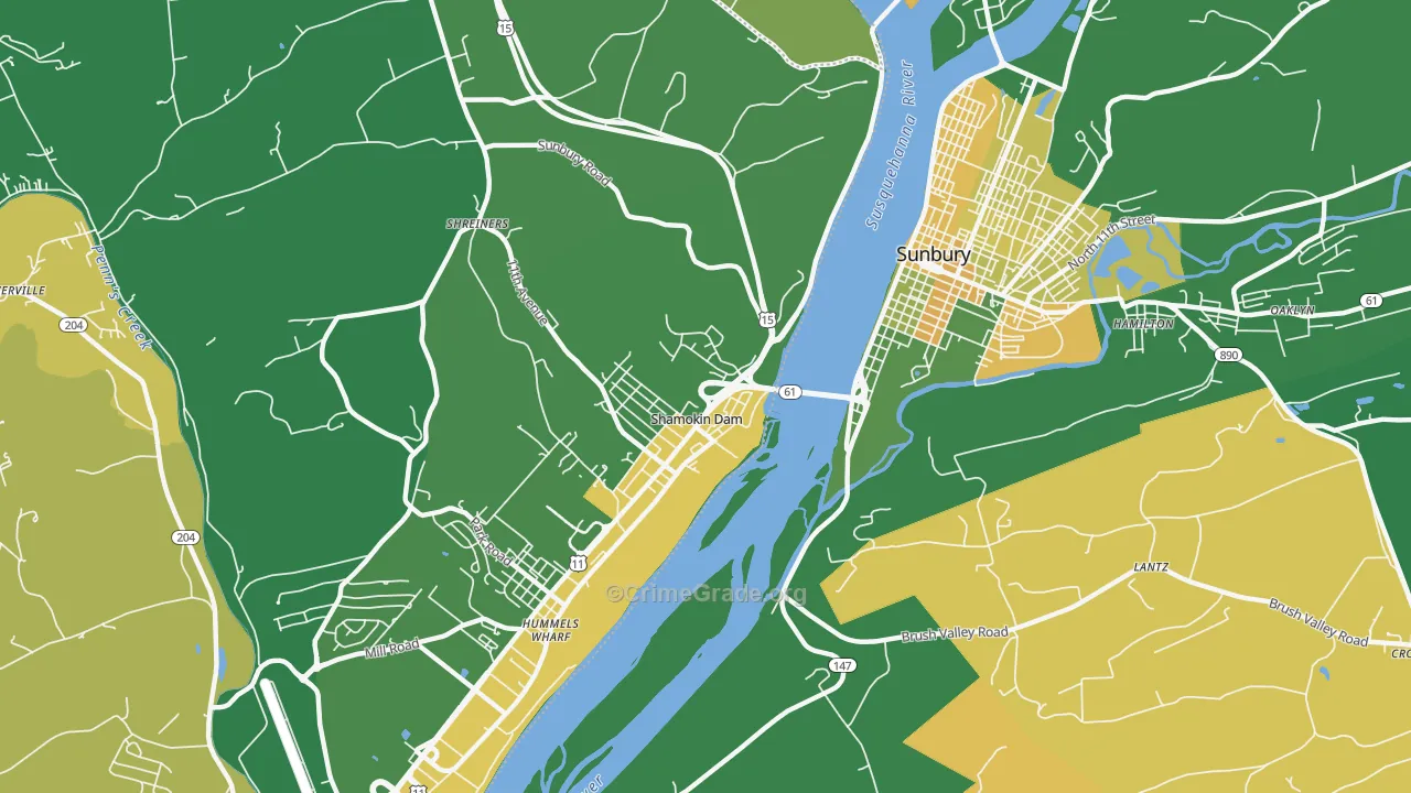 Shamokin Dam, PA Map of Murder Rates