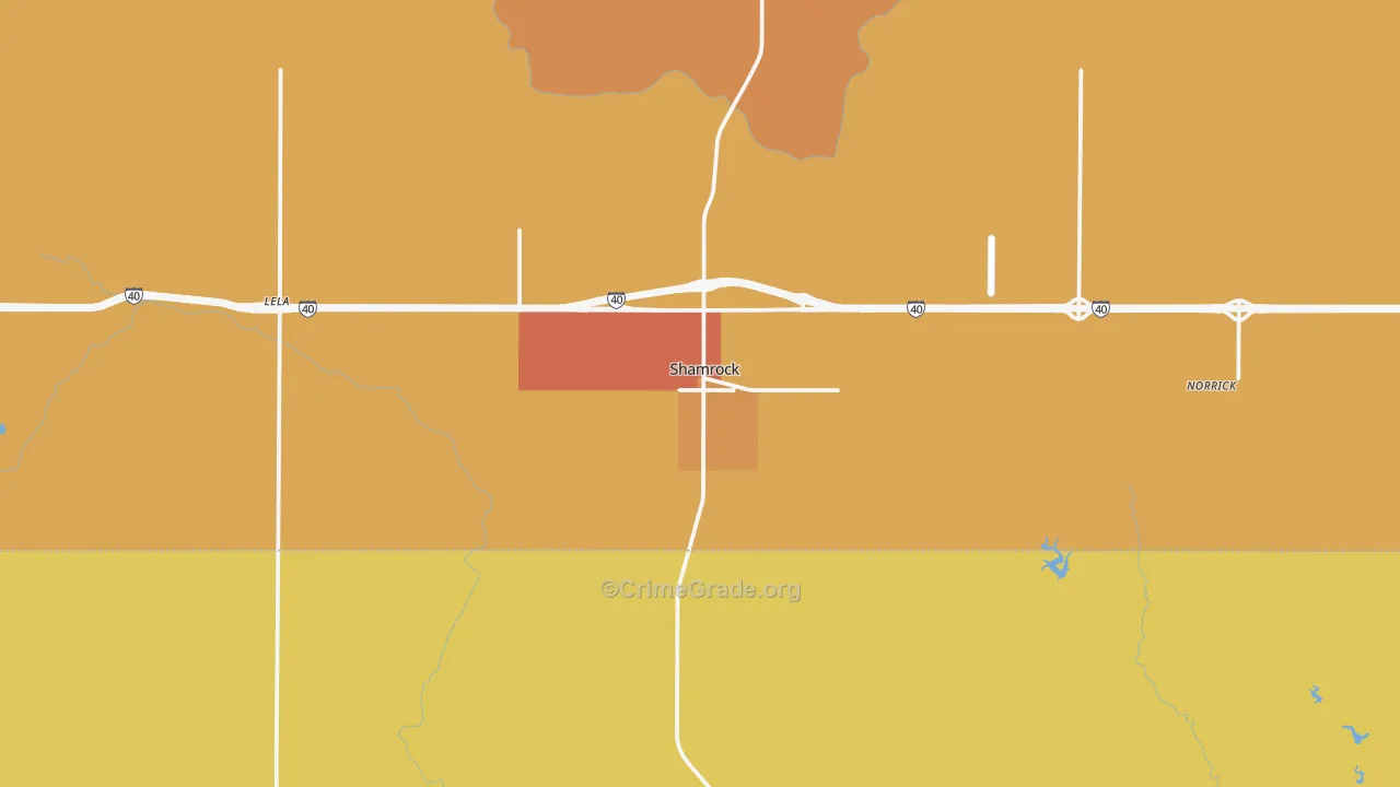 Shamrock, TX Map of Murder Rates