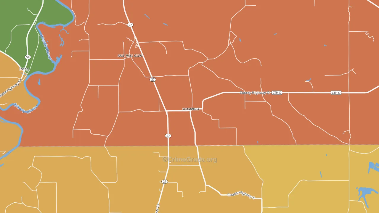 Shamrock, WI Map of Murder Rates