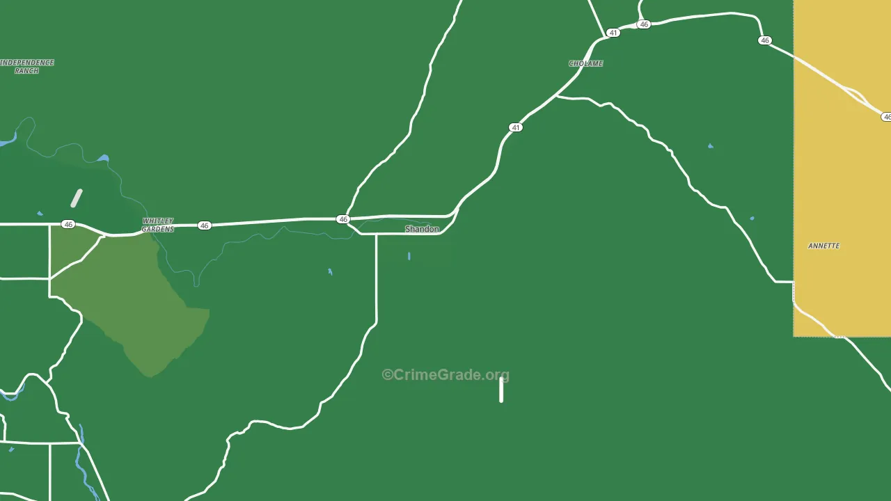 Shandon, CA Map of Murder Rates