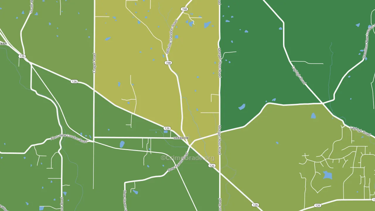 Shandon, OH Map of Murder Rates