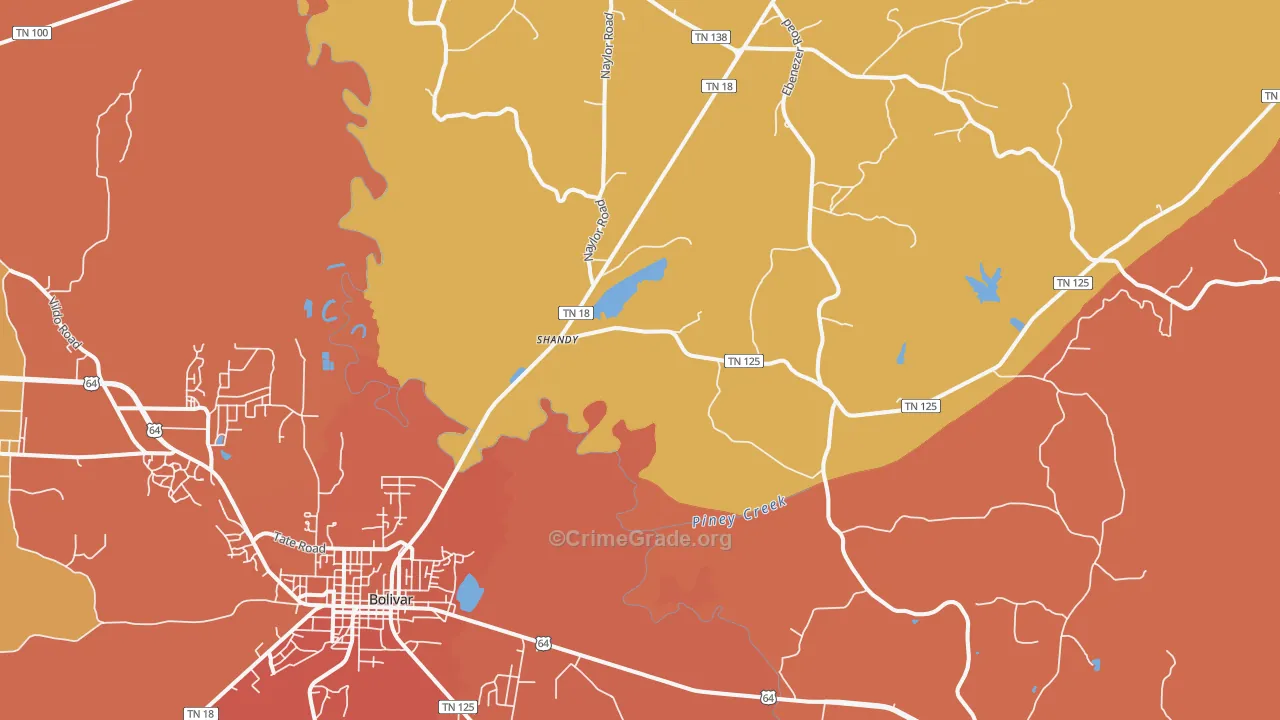 Shandy, TN Map of Murder Rates