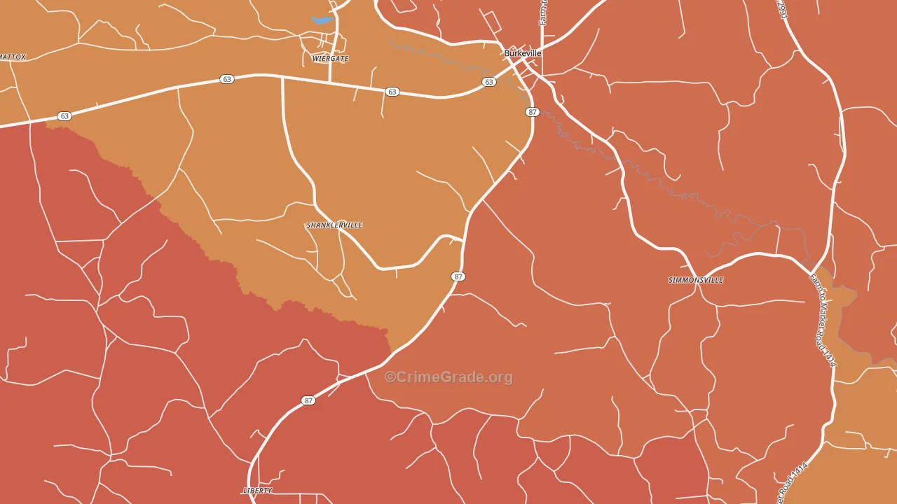 Shanklerville, TX Map of Murder Rates