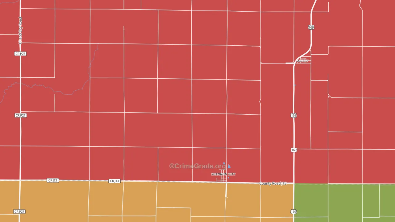 Shannon City, IA Map of Murder Rates