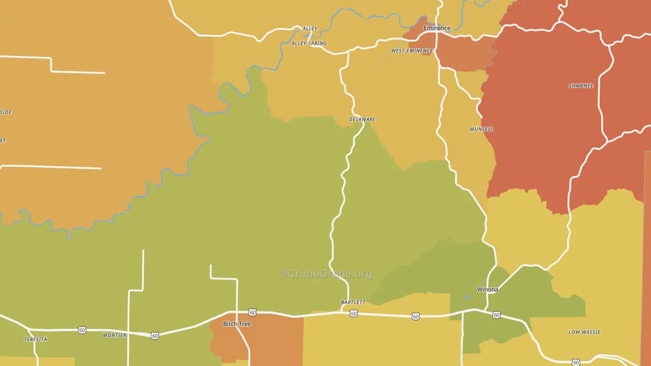 Shannon County, MO Map of Murder Rates