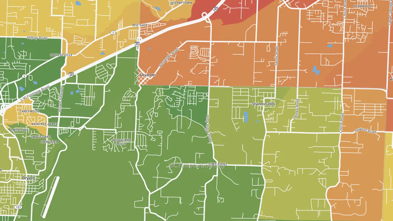 Shannon Hills, AR Map of Murder Rates