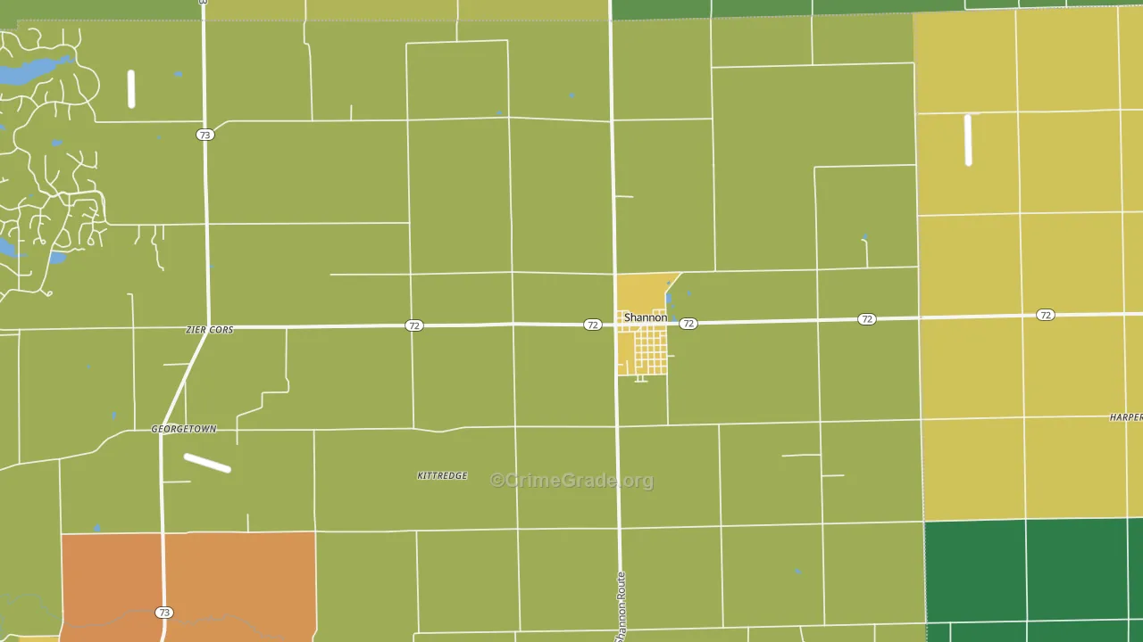 Shannon, IL Map of Murder Rates