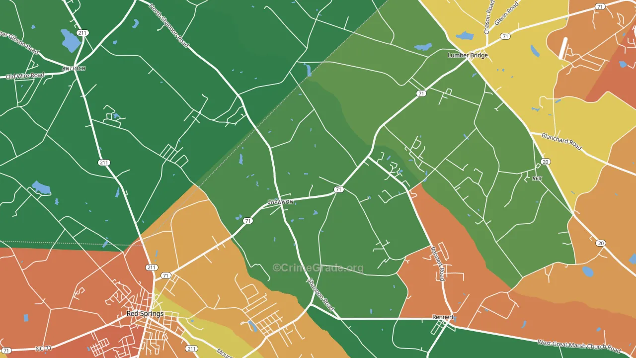 Shannon, NC Map of Murder Rates